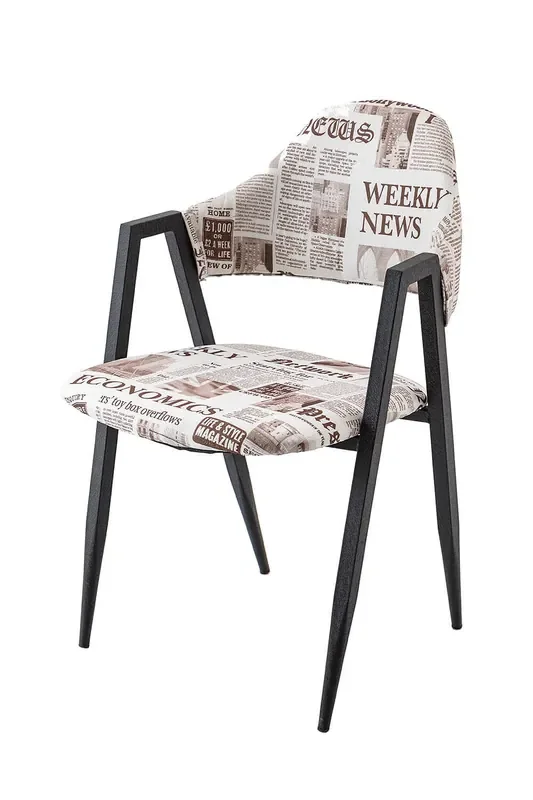 2er Set Stoffstühle 79x59x51cm TFT Stuhl Zeitung Schwarz und Weiß