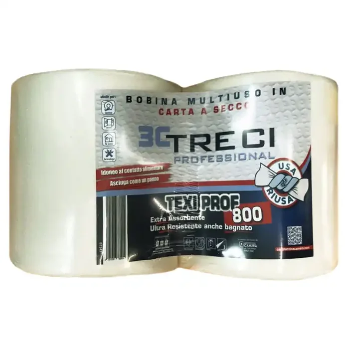 3CI TRE CI PROFESSIONAL TEXI PROF 800 bobina multiuso in carta a secco – 2 rotoli