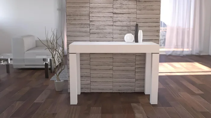 Ausziehbare Konsole Rizzetti Adige Weiß Offenporig Verschiedene Größen – 90 cm