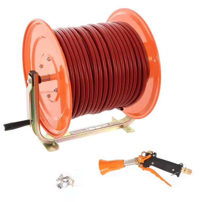 Avvolgitubo irrorazione zincato – tubo 100 mt – 40 bar – pistola professionale altifusti