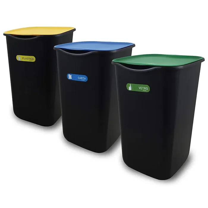 Belli e FORTI Bidoni contenitori Pattumiera per Raccolata differenziata – SET 3 pz