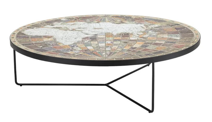 Caffé World Ø91×27,50 cm Tisch aus MDF und mehrfarbigem Eisen