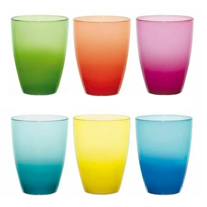 CERVE FONTE Bicchiere in vetro colori assortiti 310cc – 6pz