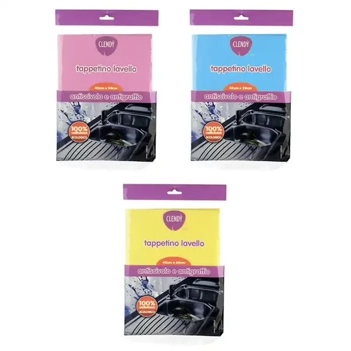 CLENDY tappetino lavello antiscivolo e antigraffio 42x28cm colori assortiti