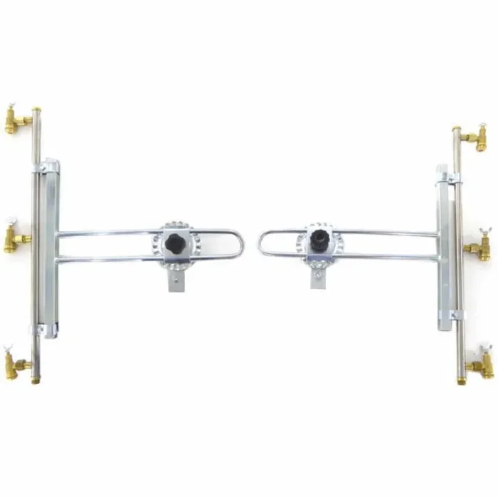 Coppia aste inox irrorazione con getti a farfalla in ottone 3+3 completo di supporti INOX