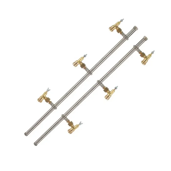 Coppia aste inox irrorazione con getti a farfalla in ottone 3+3
