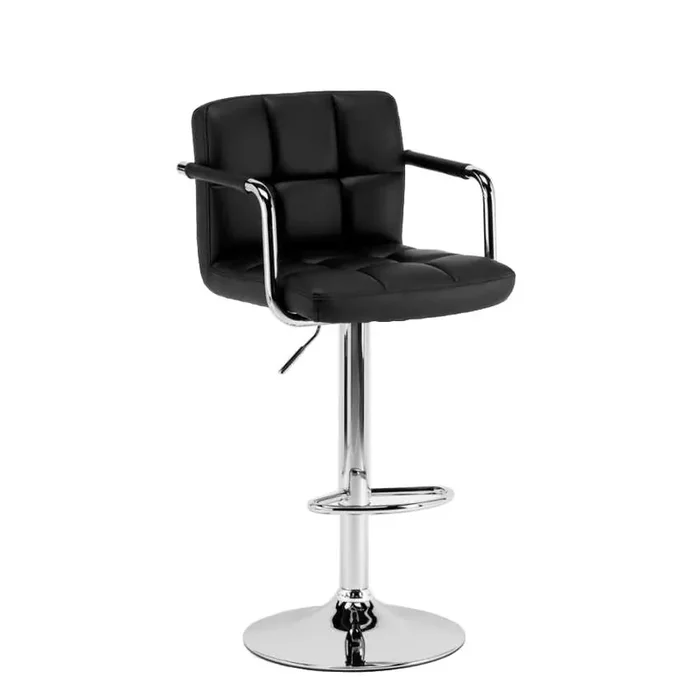 Drehbarer, verstellbarer Hocker mit Armlehnen aus Kunstleder Rizzetti Miranda Black