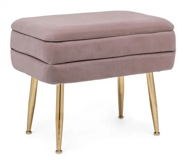 Einzelbank mit Stauraum Pavlina aus mauvefarbenem Stoff mit Samteffekt