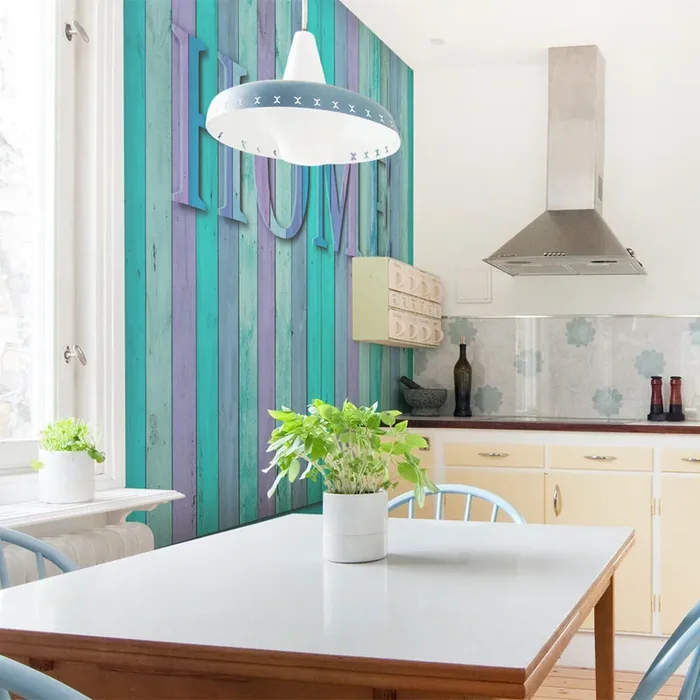 Fototapete – Haus Türkis Tapete Erroi – 200 x 154 cm