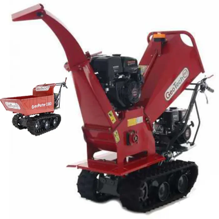 GeoTech-Pro BMS155 LE – Biotrituratore semovente a cingoli su motocarriola – motore 6,5/15 HP – cassone Dumper