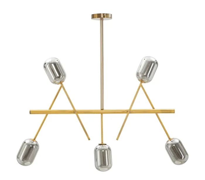 Glam Galaxy Kronleuchter 100x10x80 cm in Eisen und Rauchglas und Gold