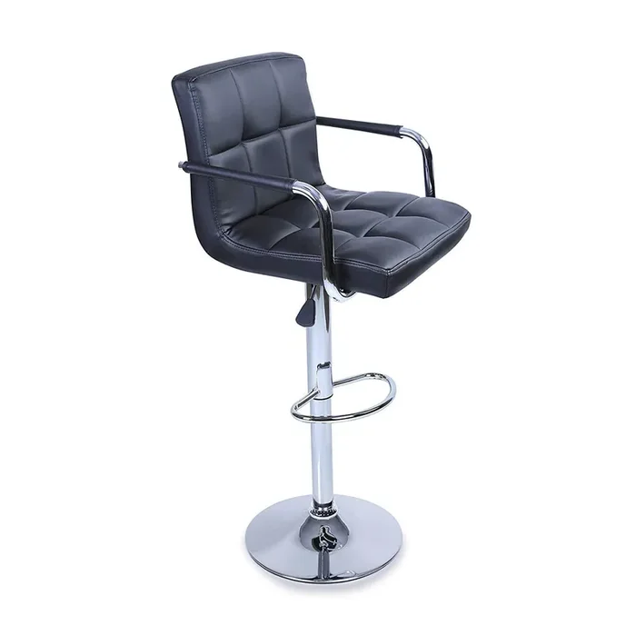 Hocker mit Gaslift-Armlehnen und Drehsitz aus Kunstleder Vandi Black