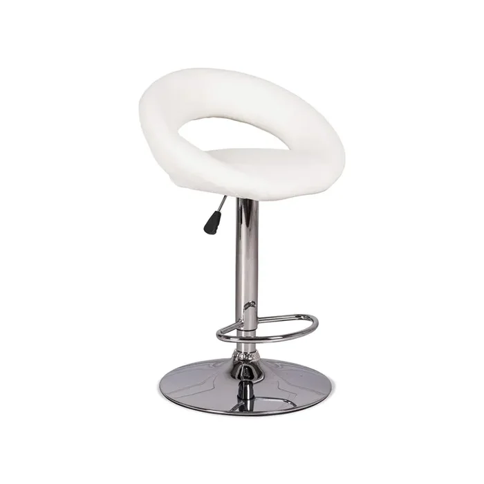 Hocker mit verchromter Basis und weißem Kunstledersitz 53x48x80 /96 cm Stones Kolby Om /127 /B