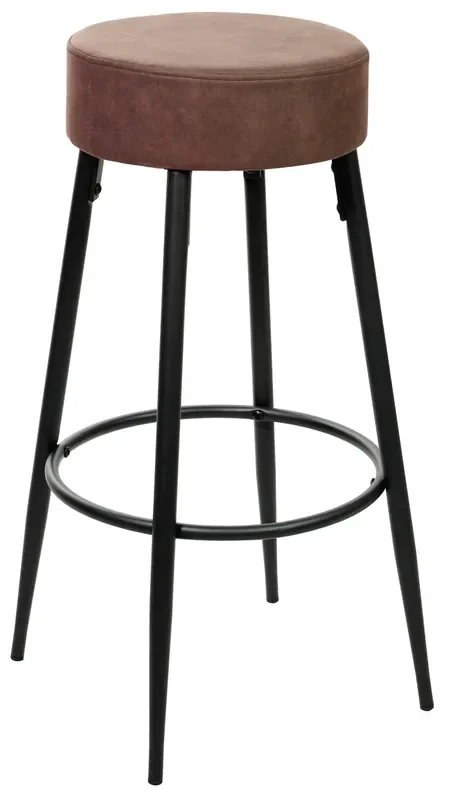 Hoher Barhocker mit Metallsitz aus braunem Motti Dallas Stoff