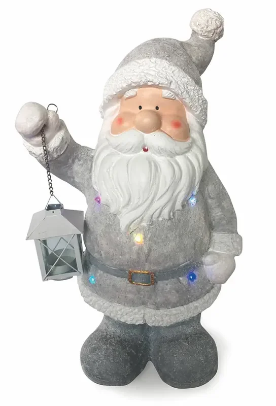 Leuchtende Weihnachtsmannpuppe 4 LED in Magnesia H48 cm Soriani Grey
