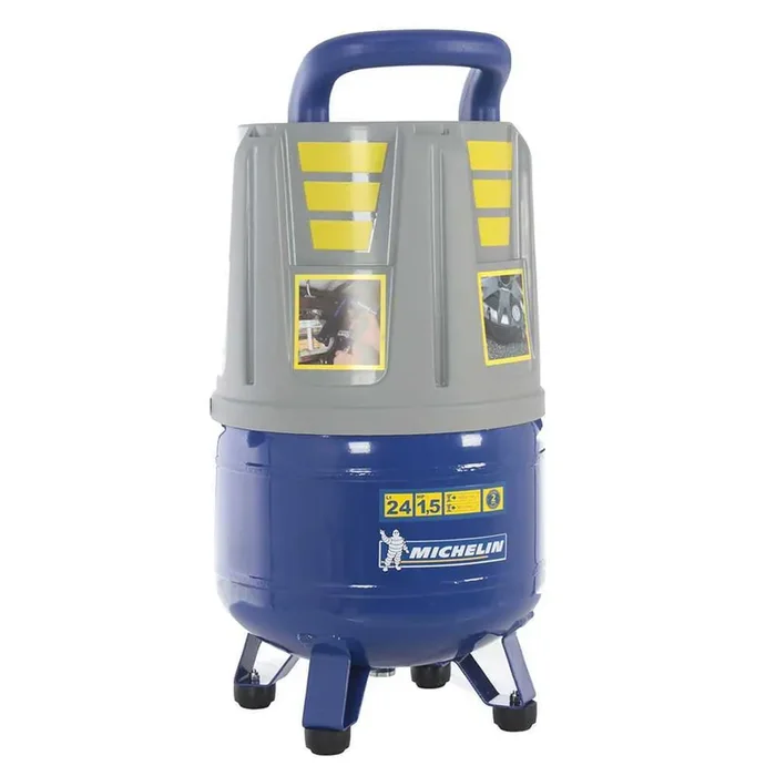 Michelin MVX 24 – Compressore aria elettrico portatile monofase, oil-less – Motore 1.5 HP – 24 lt