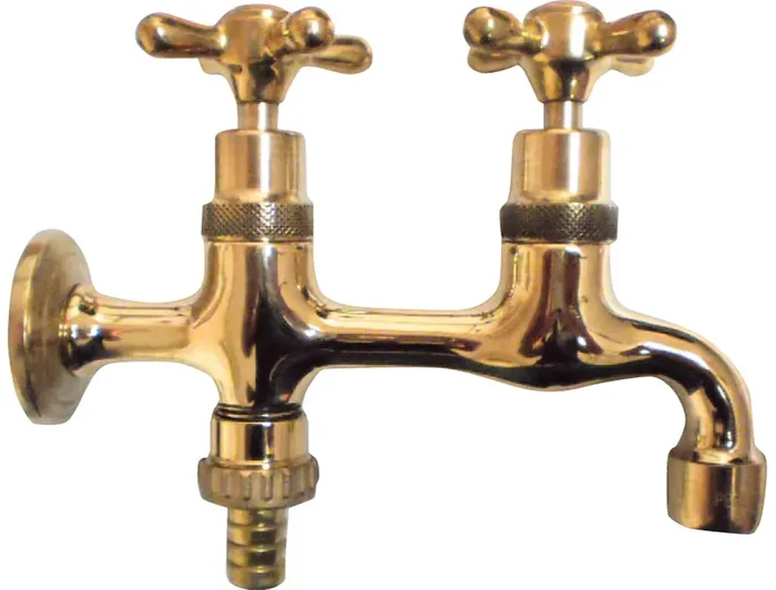 Morelli Tandem Doppelhahn aus Messing für Gartenbrunnen