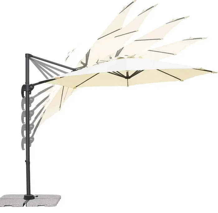 Ombrellone Protezione Solare Pioggia Rotondo Pieghevole Rotazione 360° Inclinazione Stabile Giardino Piscina Impermeabile Arredamento Esterno Casa