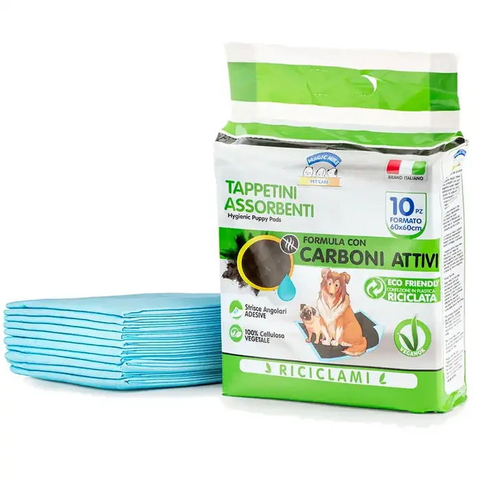 PET CARE MAGIC MIKE Tappetini assorbenti formula con carboni attivi 60 x 60 cm – 100pz