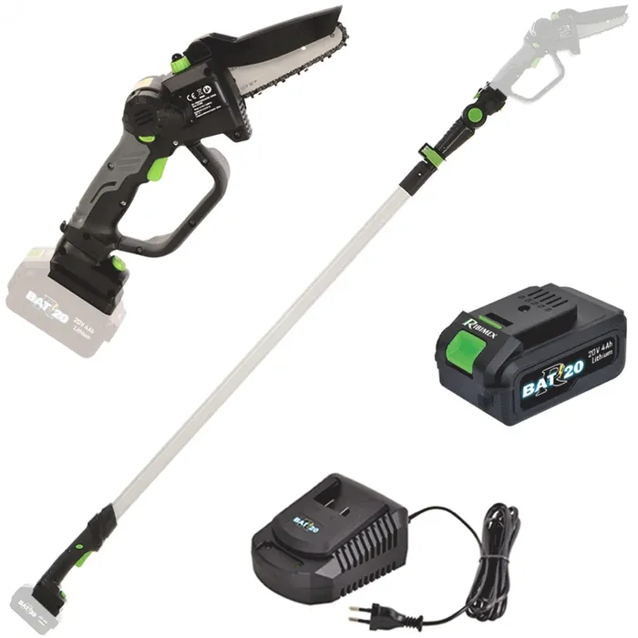 Ribimex PRBAT20/ELAG – Potatore a batteria su asta telescopica – 20V/4Ah