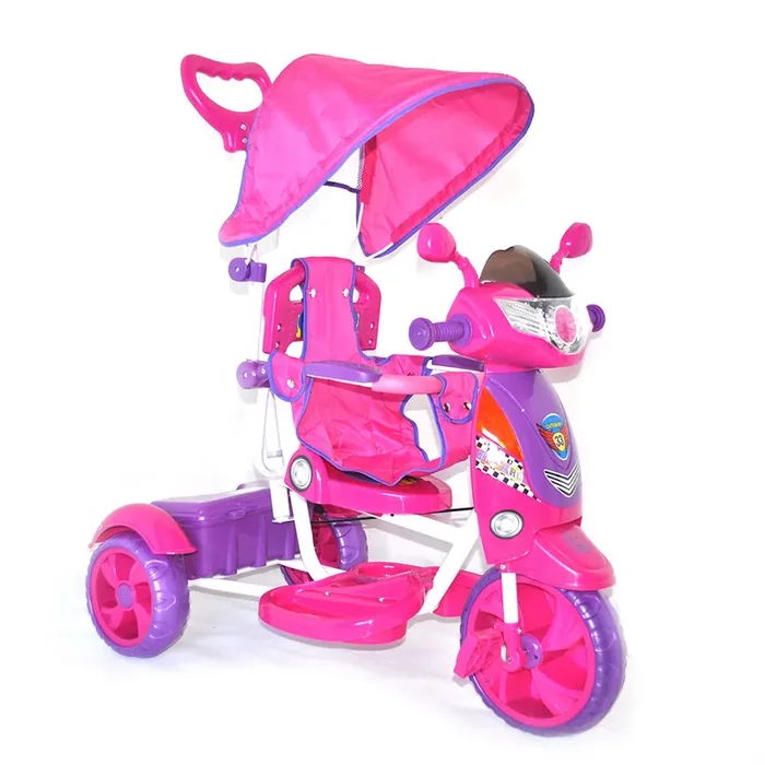 Schiebedreirad für Kinder mit Pedalen New Rider Pink