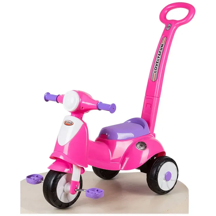 Schiebedreirad für Kinder mit Pedalen Summer Pink
