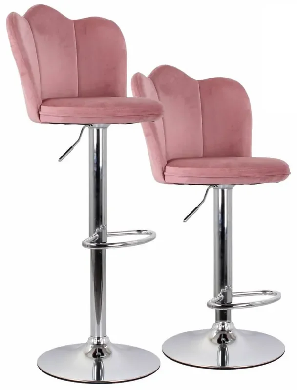 Set 2 Hocker 38x38x60 /80 cm in Powder Chrome Base Velvet