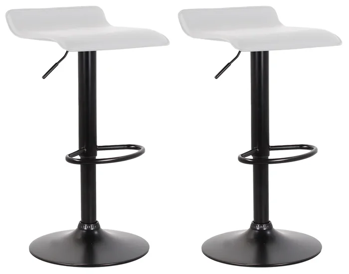 Set 2 Hocker 38x40x54 /74 cm aus Kunstleder mit weiß-schwarzer Basis