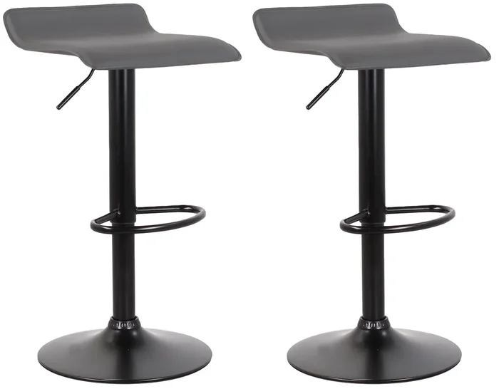 Set mit 2 Hockern 38x40x54 /74 cm aus Kunstleder mit schwarzgrauer Basis