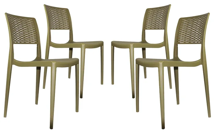 Set mit 4 Gartenstühlen Vandi aus Polypropylen in Militärgrün