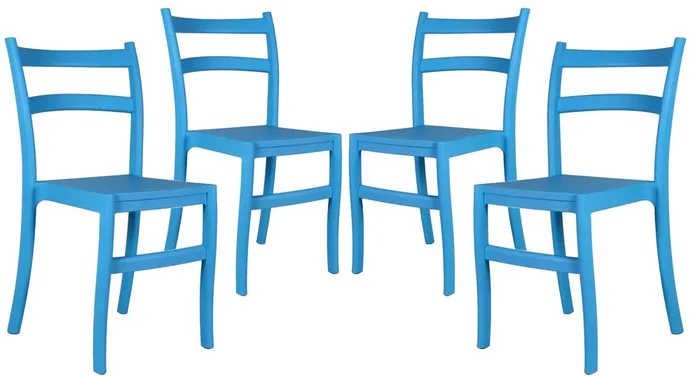 Set mit 4 türkisfarbenen Gartenstühlen aus Polypropylen von Vandi