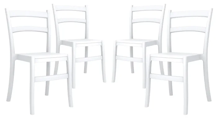 Set mit 4 weißen Vandi-Gartenstühlen aus Polypropylen