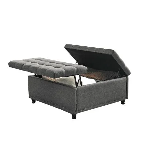 Sgabello Contenitore Salotto Cassetto Portaoggetti Lino Legno Capacità Carico Diversi Colori Apribile Spazio Archiviazione