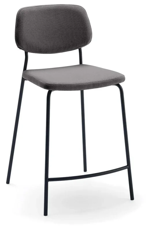 Sgabello fisso moderno struttura in metallo seduta e schienale in velluto cm 46x53x99h – vari colori