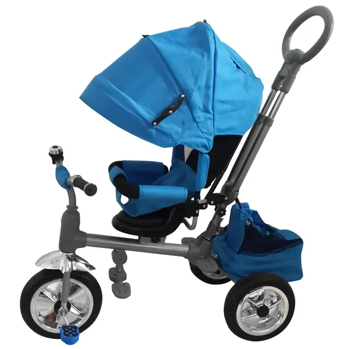 Triciclo per Bambini Kid Go Luxury Azzurro con Sedile Girevole