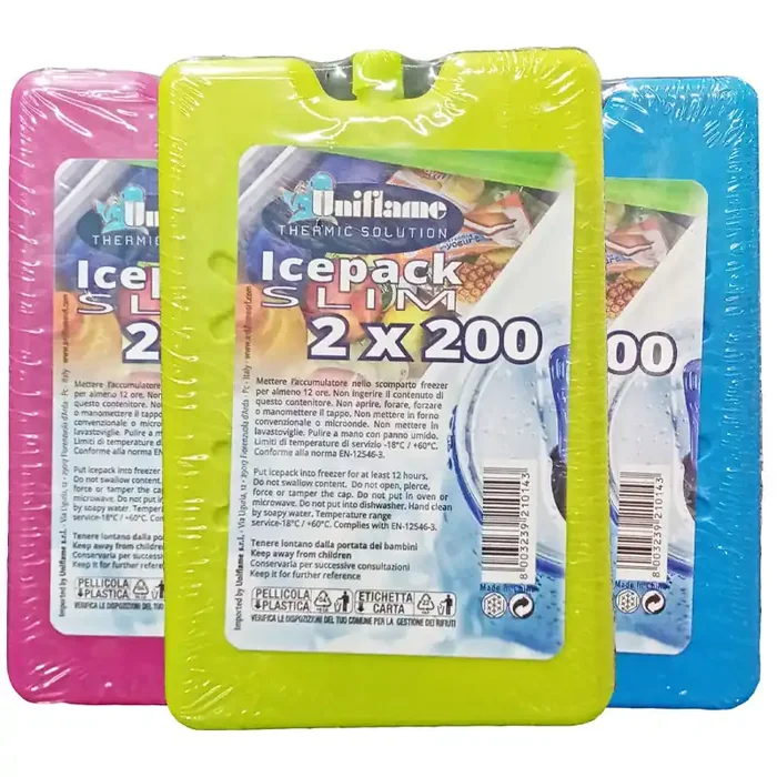 UNIFLAME ICEPACK SLIM mattonella ghiaccio refrigerante per contenitori termici 200gr – 12pz