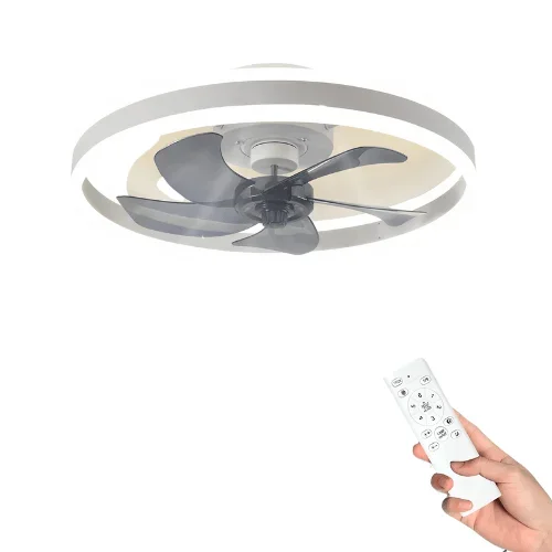 Ventilatore Soffitto Colore Bianco Nero LED Plastica Alluminio Luce Diverse Modalità