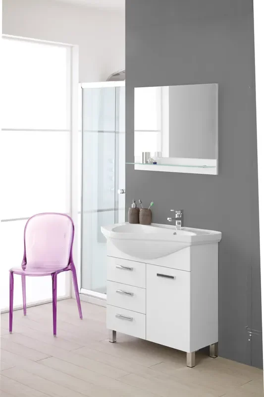 Weiß lackierte Badezimmermöbel Badezimmer-Komposition 80 cm Magnum